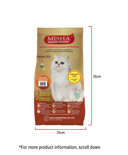 MISHA Dry Cat Food Ocean Fish 1.5KG x 2 Packs