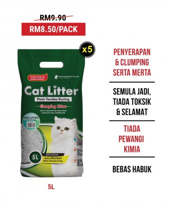 Bulu2 Initiative : MISHA Cat Litter 5L x 5 Packs (1 bundle)