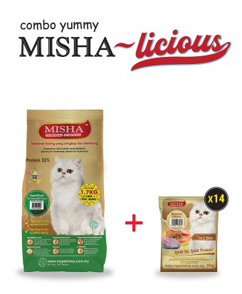 Combo Yummy MISHA-licious (MISHA 1.7kg x 1 + MISHA pouch 90g x 14)