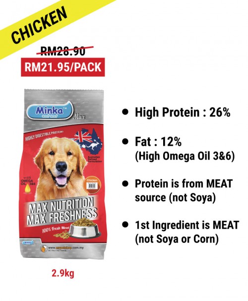 MDDB : Minka Dry Dog Food Chicken 2.9KG