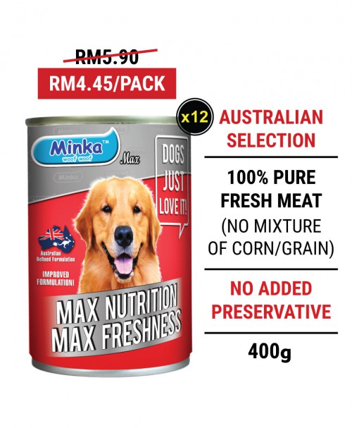 SM Kwang Hua : Minka Wet Canned Dog Food 400G x 12 Tins