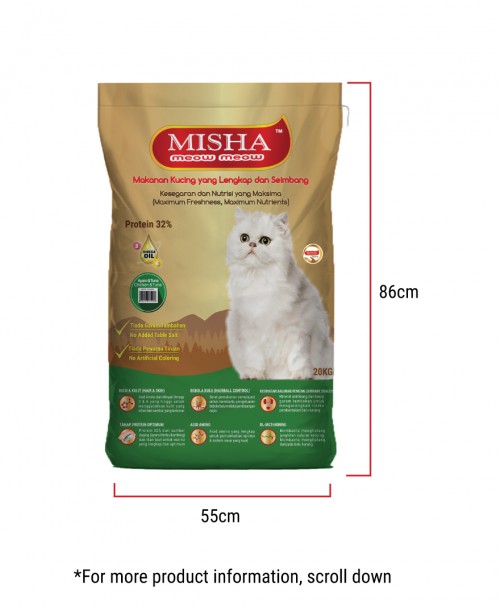 Puan Mila : MISHA Dry Cat Food Chicken & Tuna 20KG