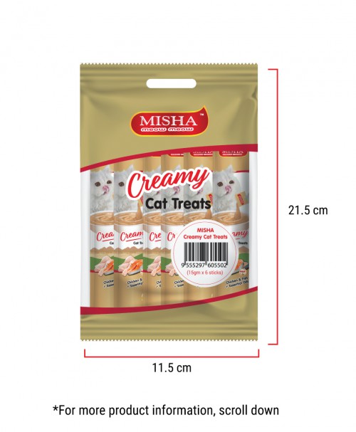 Feeder Rohani Anie : MISHA Creamy Cat Treats (15g x 6 sticks)