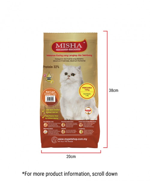 SCAS : MISHA Dry Cat Food Ocean Fish 1.5KG x 2 Packs