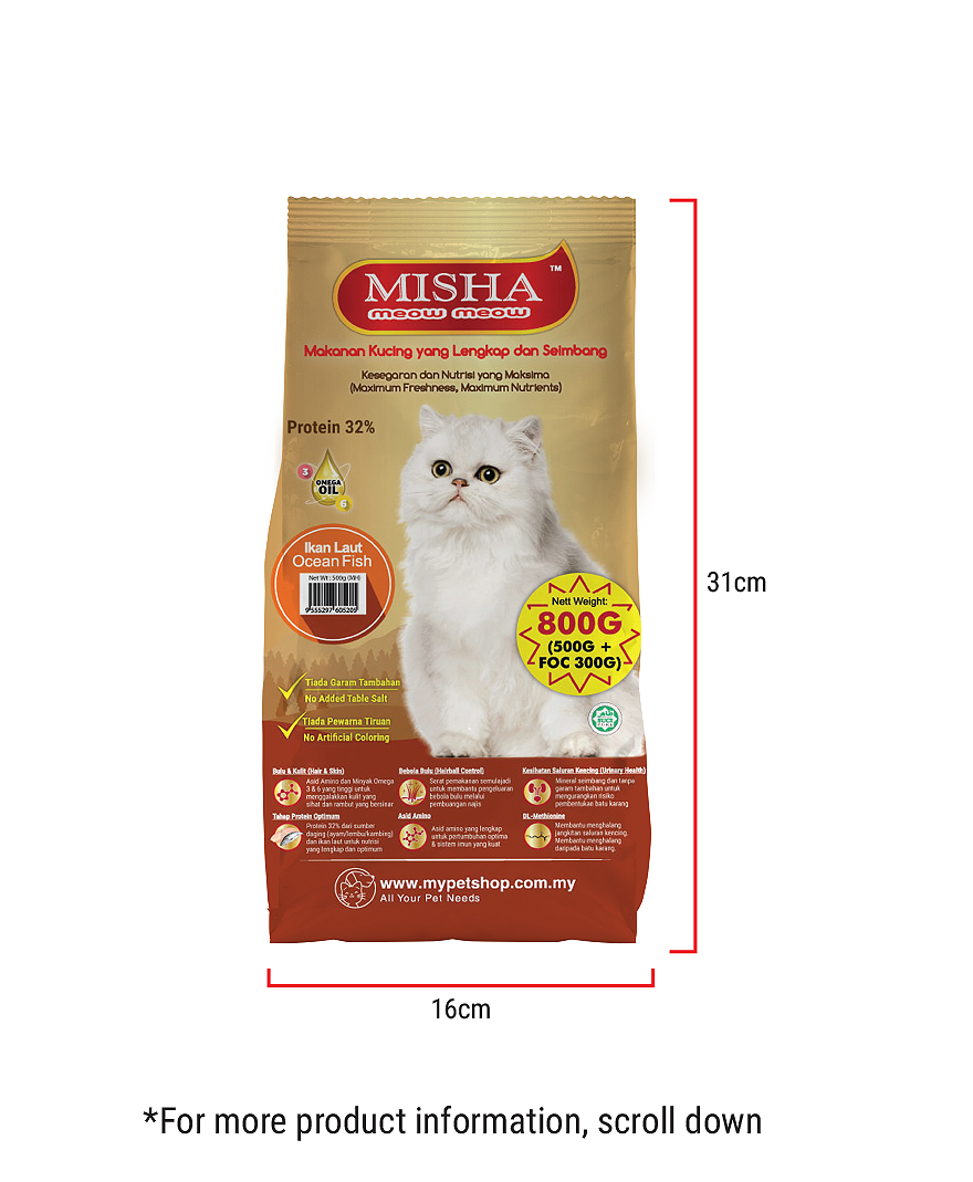 MISHA Dry Cat Food  Online Pet Shop Malaysia  Cat Food Malaysia 